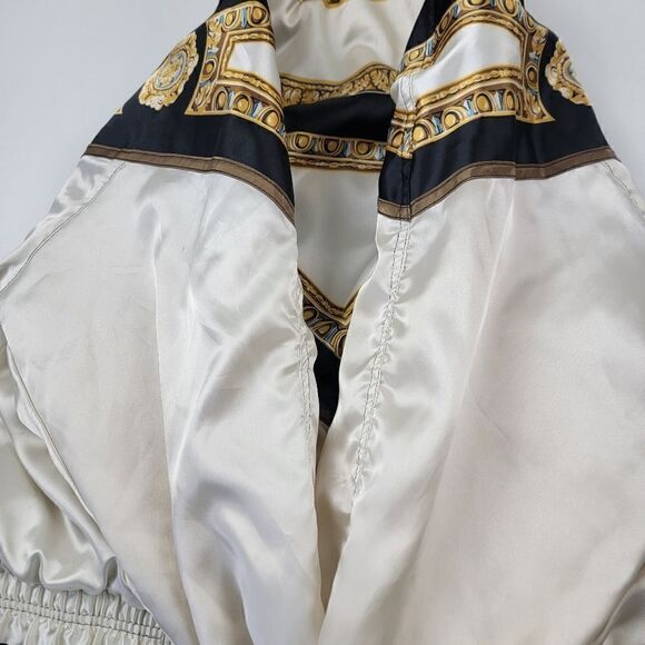 Vintage 80s 90s Giacca Sport Full Zip Windbreaker Jacket Gold Black  Size Medium - Picture 10 of 11